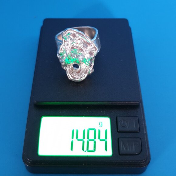 Unusual Bold Vintage 1960s Silver .500 Hammered Brutalist Statement Ring - Picture 13 of 14